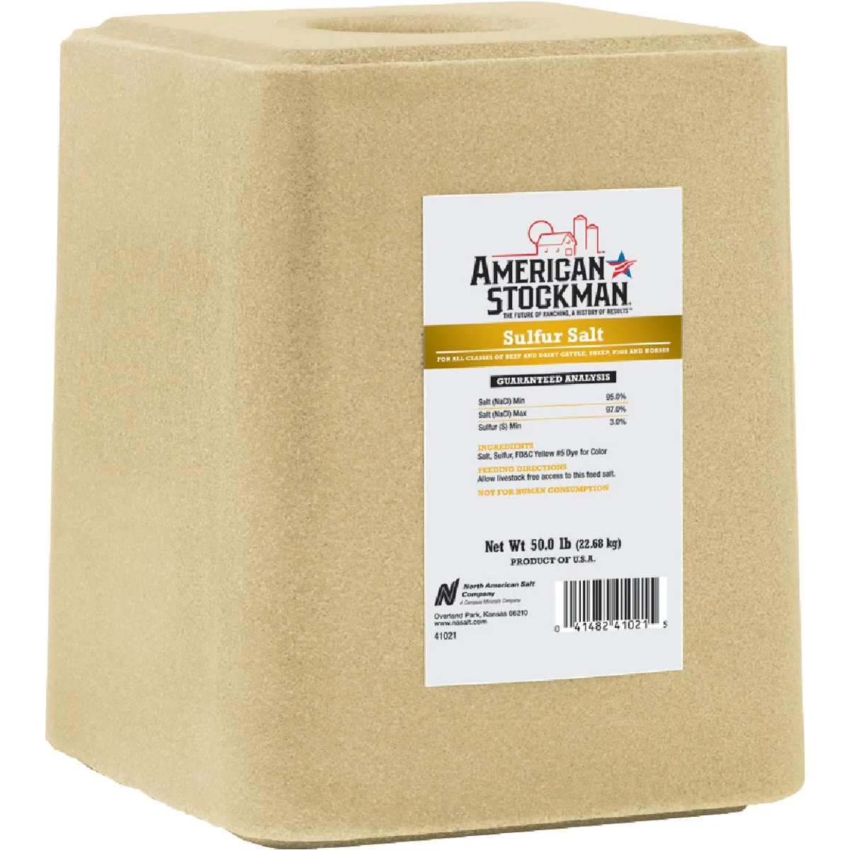 Enhanced Amerian Stockman 50 lb. Sulfur Salt Block Top-Quality