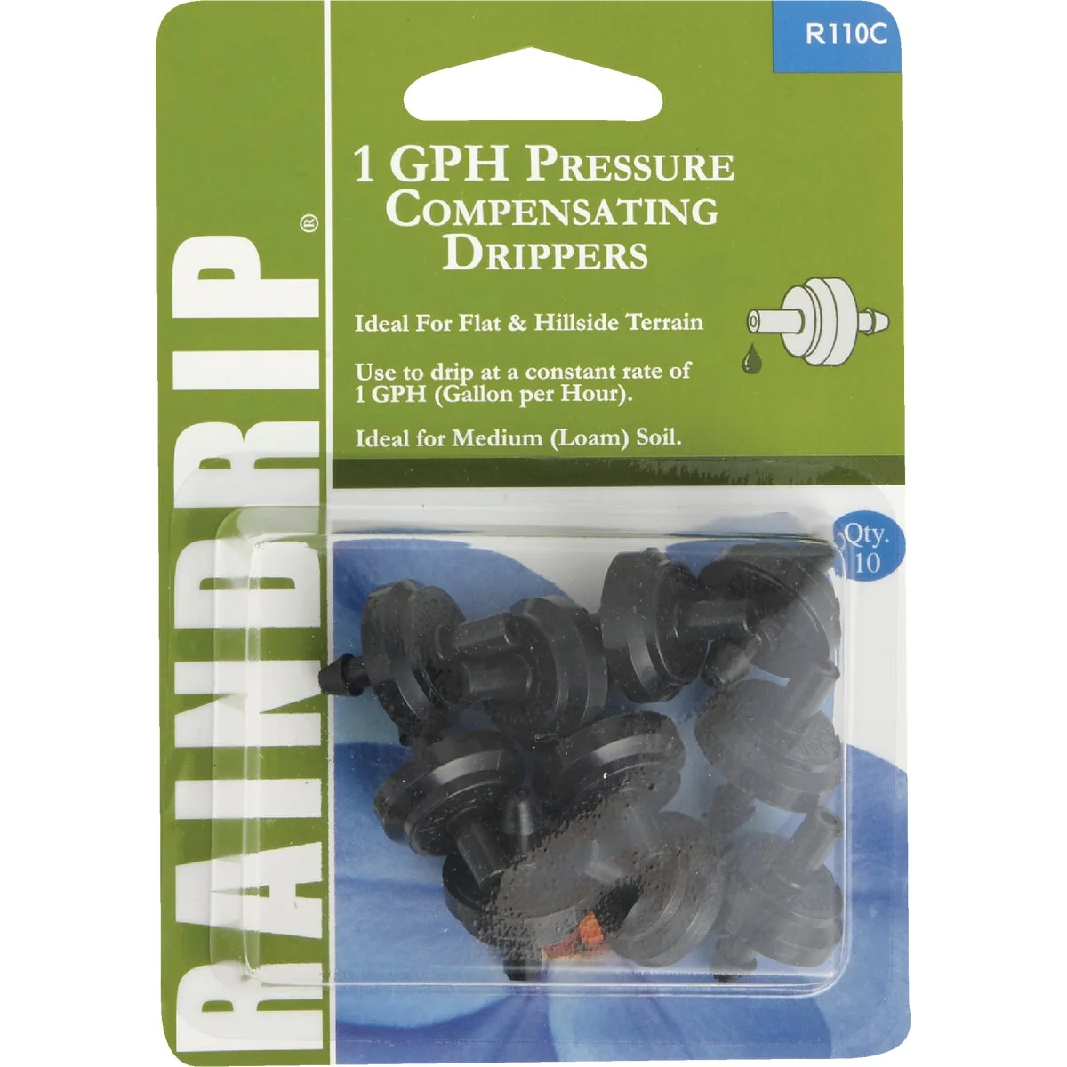 Pure Raindrip 1 GPH On-Line Dripper 10-Pack Long-Lasting
