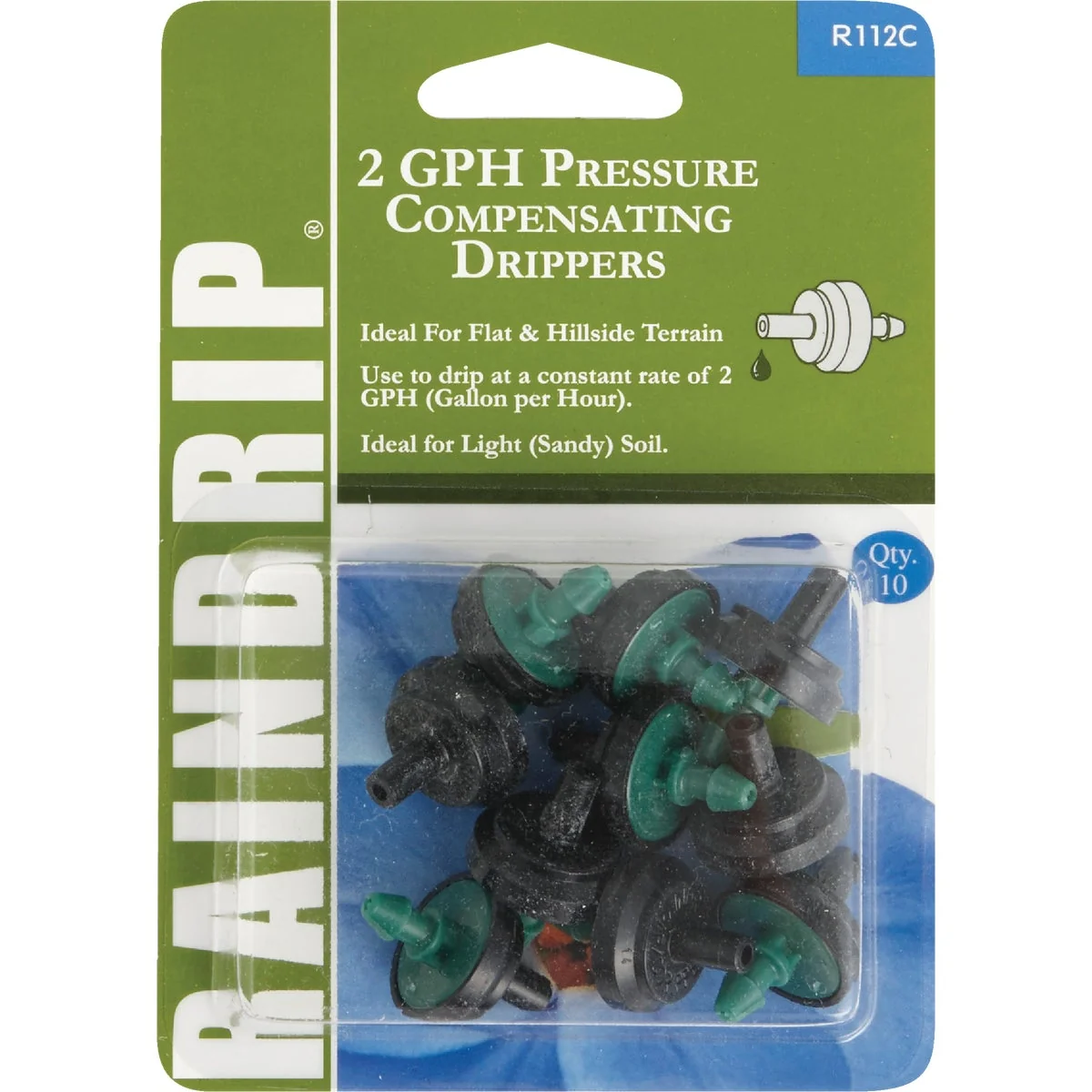 Environmentally Friendly Raindrip 2 GPH On-Line Dripper 10-Pack Premium