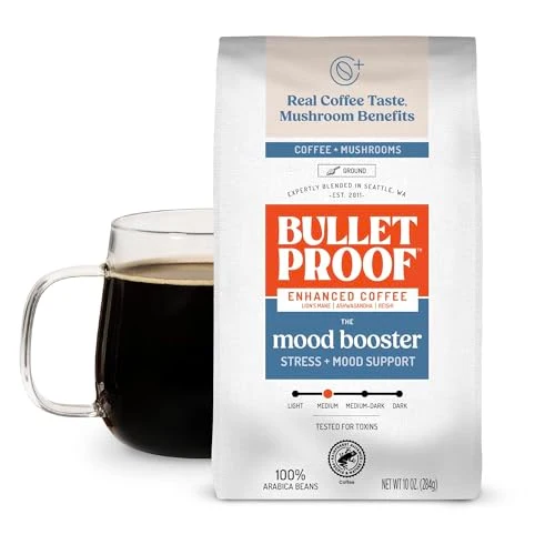 Artisan Mood Booster Medium Roast Mushroom Ground Coffee 10 Ounce Consistent