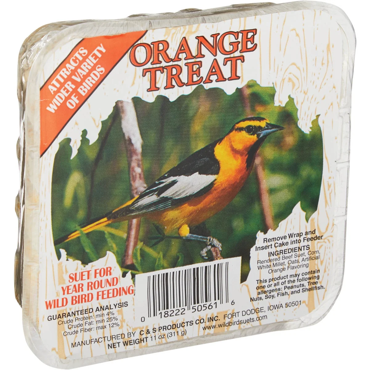 Official C S 11 Oz. Orange Treat Wild Bird Suet Detailed