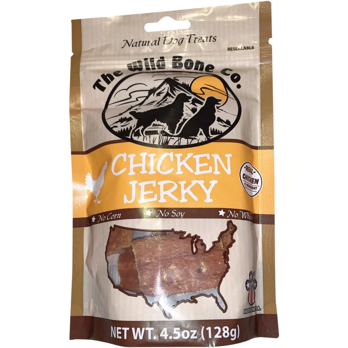 Original The Wild Bone Company Chicken Jerky Dog Treat 4.5 Oz. Flexible