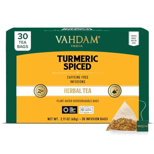 Carefully Designed Turmeric Spice Herbal Tea Bags 30 Count Consistent