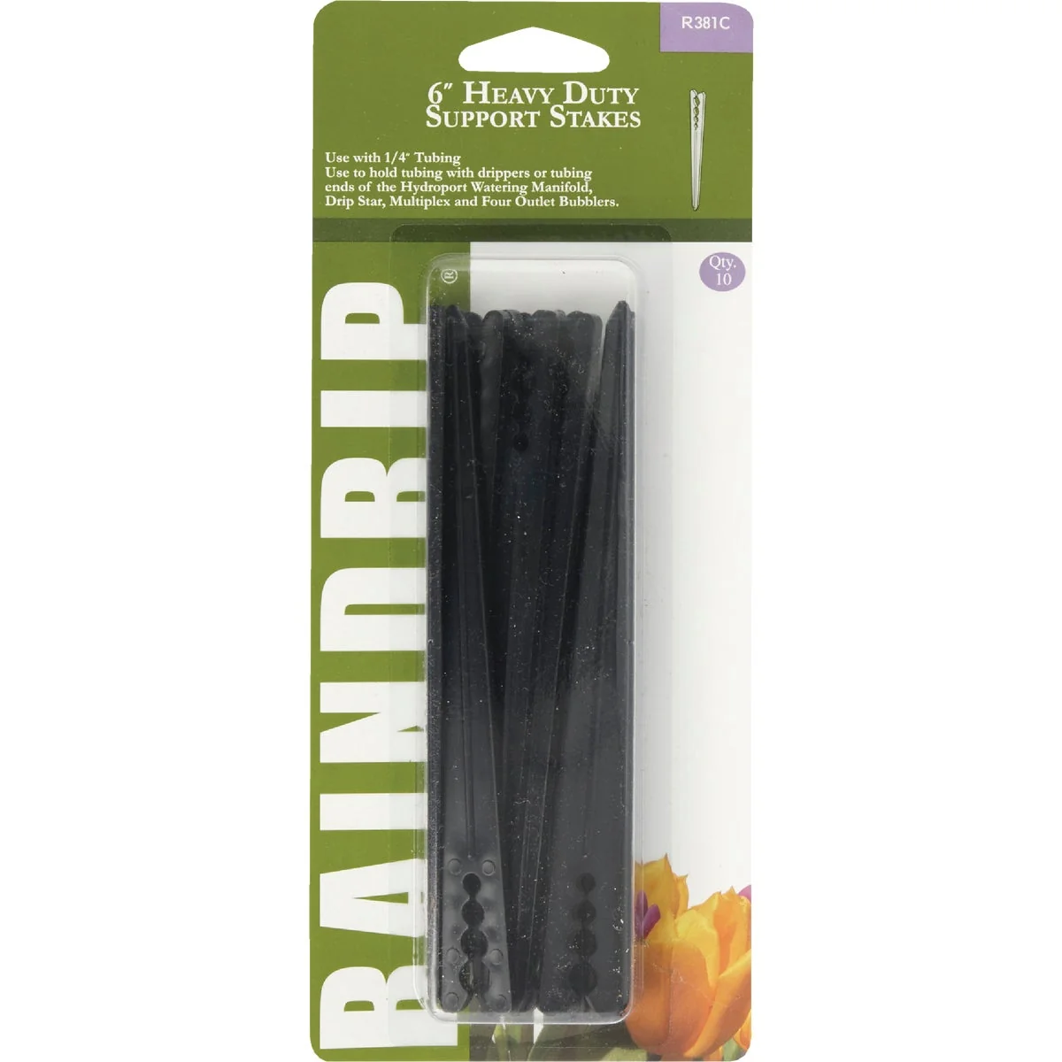 Authentic Raindrip 1 4 In. Tubing Plastic Heavy-Duty Support Stake 10-Pack Soft