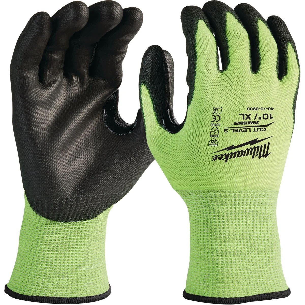 Relaxed Milwaukee Unisex XL Cut Level 3 High Vis Polyurethane Dipped Glove Versatile