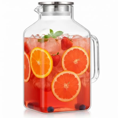 Innovative Glass Pitcher with Lid and Spout Safe