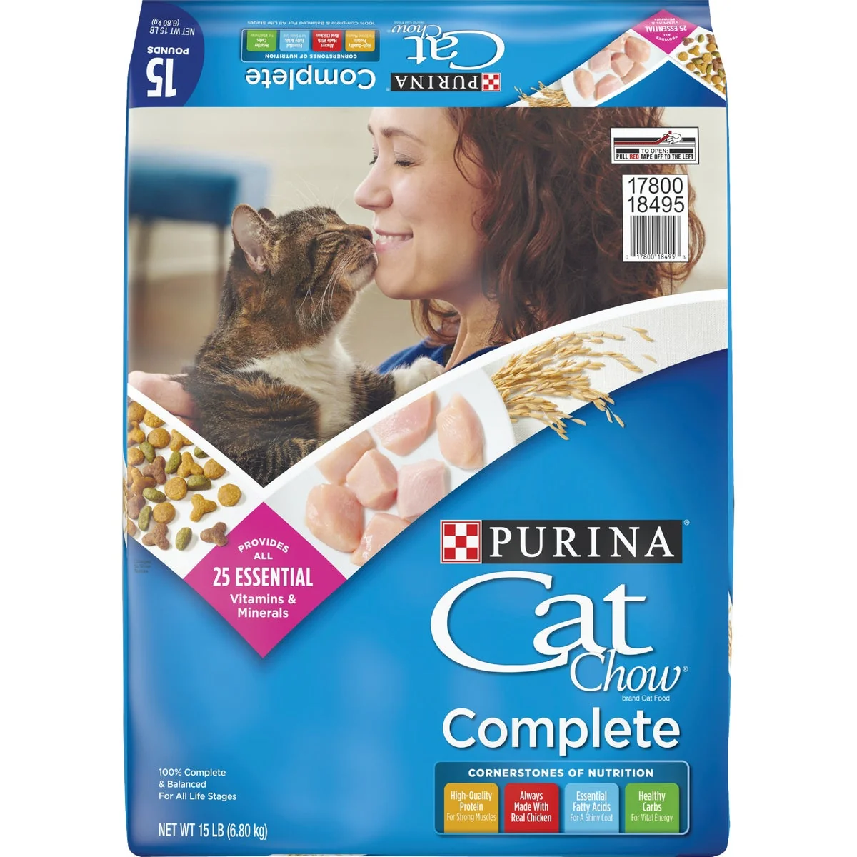 Refined Purina Cat Chow Complete Balance 15 Lb. Kibble Blend All Ages Dry Cat Food Durable