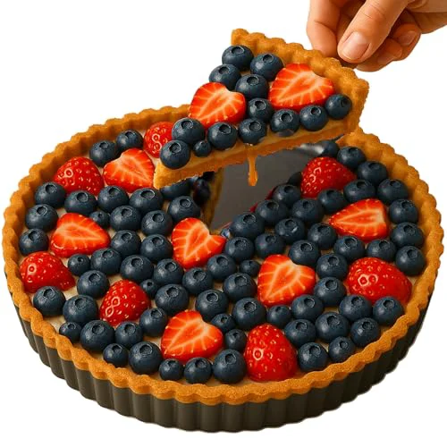 Powerful 11 Inch Quiche Pans with Cake Server. Removable Bottom Unique