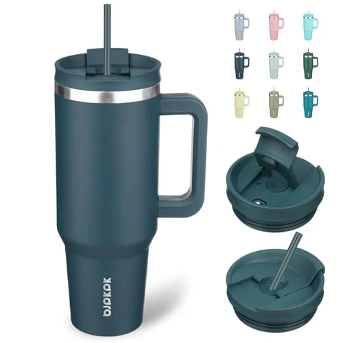 Efficient 40 oz Insulated Tumbler with Handle Straw Contemporary