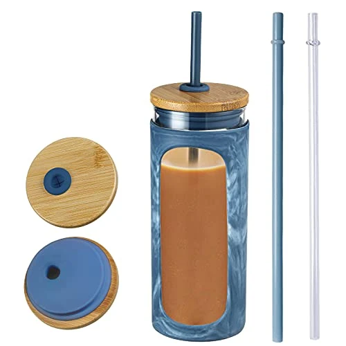 Innovative 20oz Glass Tumbler with Straw and Lid Professional
