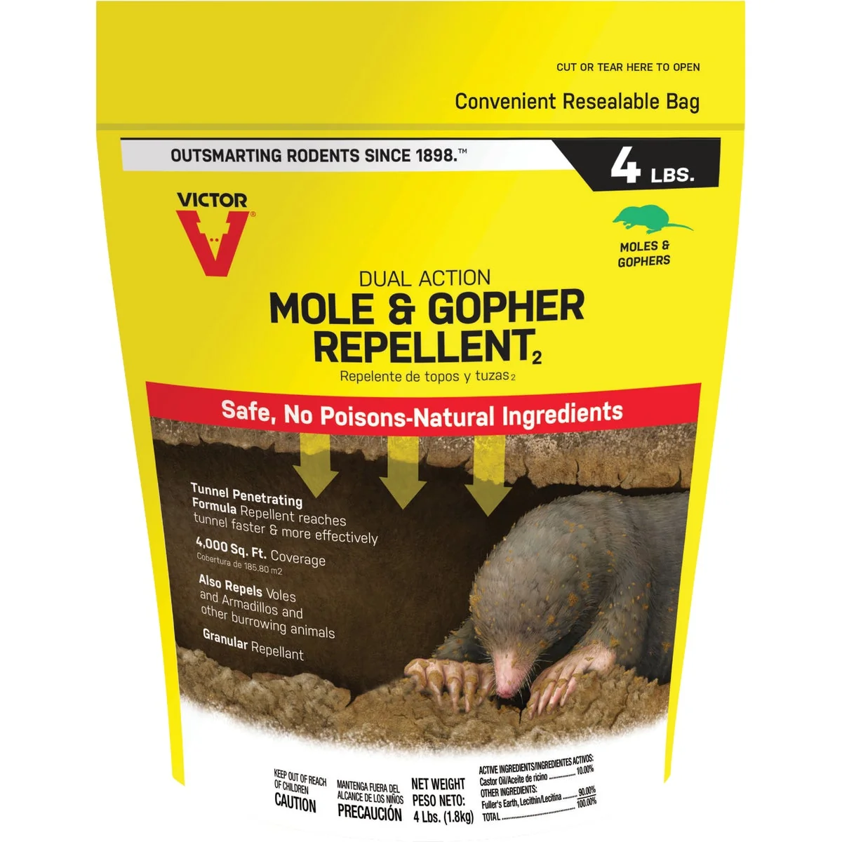 User-Friendly Victor 4 Lb. Granular Mole Gopher Repellent Environmentally Friendly