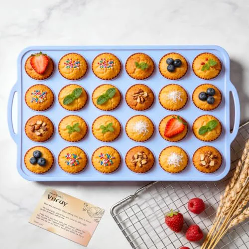 Official Mini Silicone Muffin Pan with Frame Non Stick Cupcake Tin Baking Mold First-Class