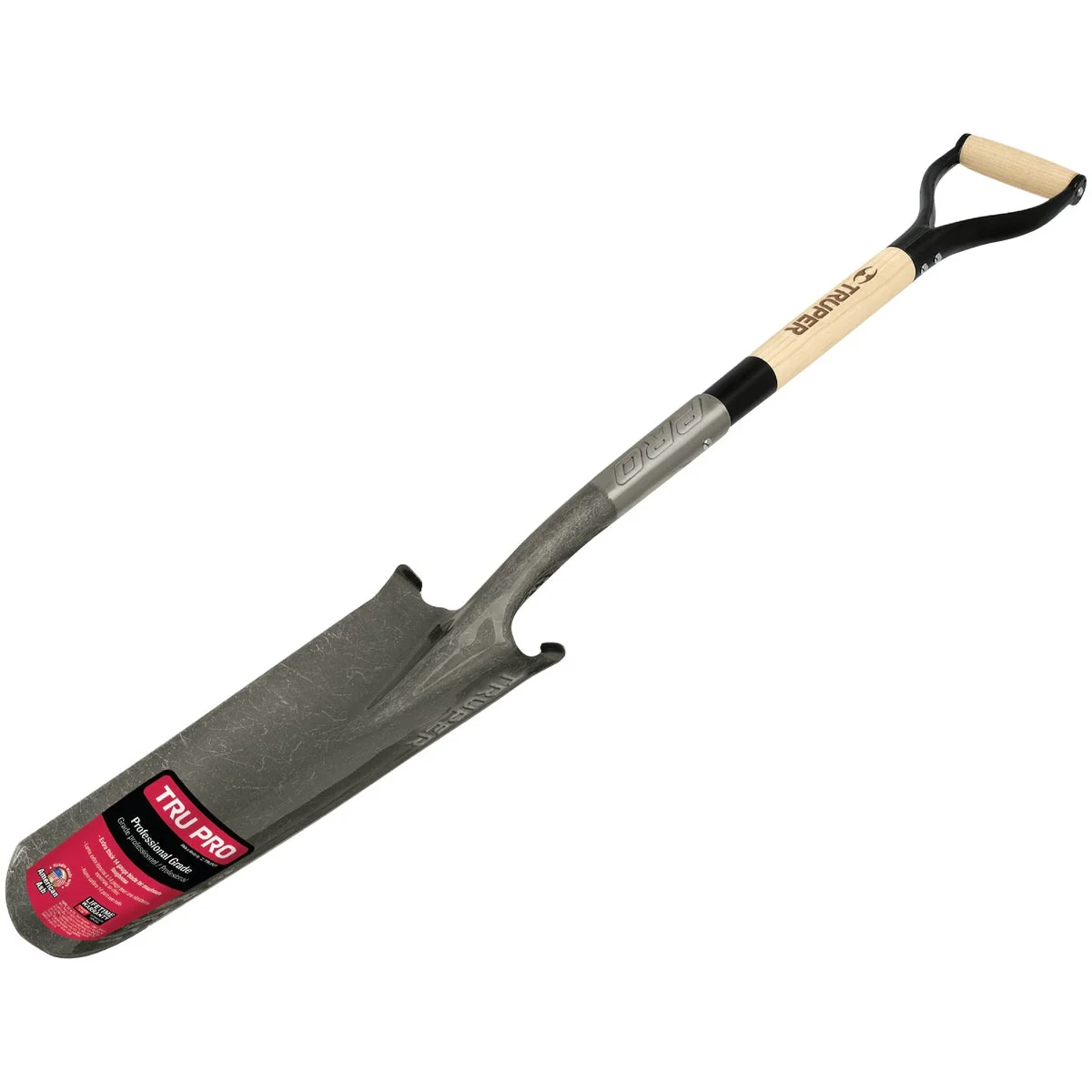 Soft Truper Pro 32 In. Wood D-Handle Round Point Drain Spade Traditional
