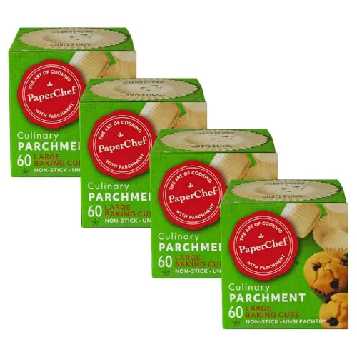 Dependable Large Parchment Baking Cups Nonstick Release 60 Count 4 Pack 240 Count Selected