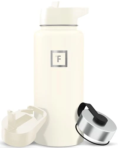Fine Crafted 32 oz Wide Mouth Water Bottle with 3 Lids Sophisticated