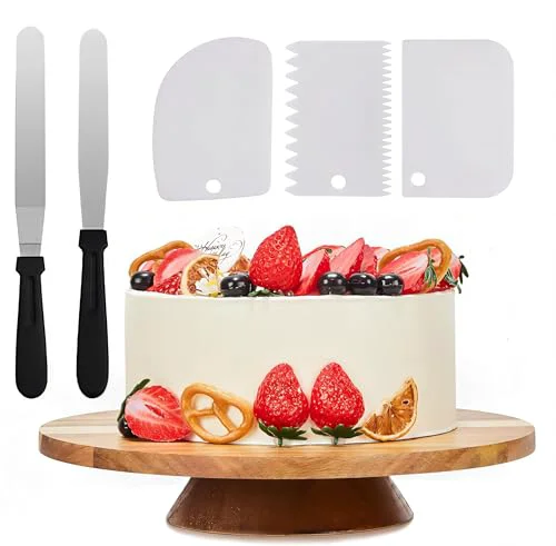 High-Performance 12 Acacia Wood Revolving Cake Stand Pure