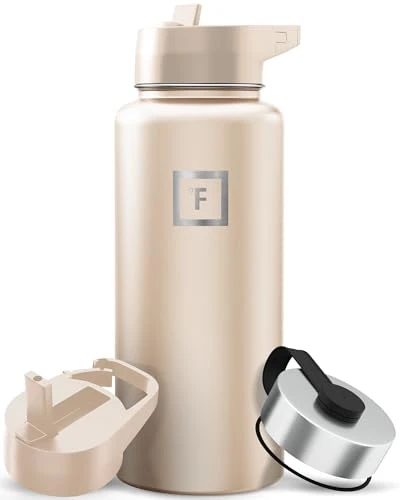 Safe 32 oz Wide Mouth Water Bottle with 3 Lids Environmentally Friendly