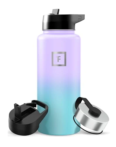Excellent 32 oz Wide Mouth Water Bottle with 3 Lids Premium