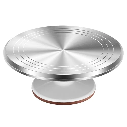 Eco-Friendly Aluminum Cake Stand Turntable for Party Natural