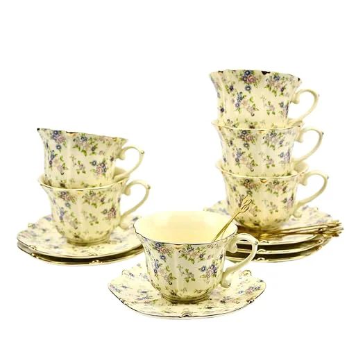 Smart Country Roses 18 Peices Bone China Tea Cup And Saucer Set 18 Count Exceptional