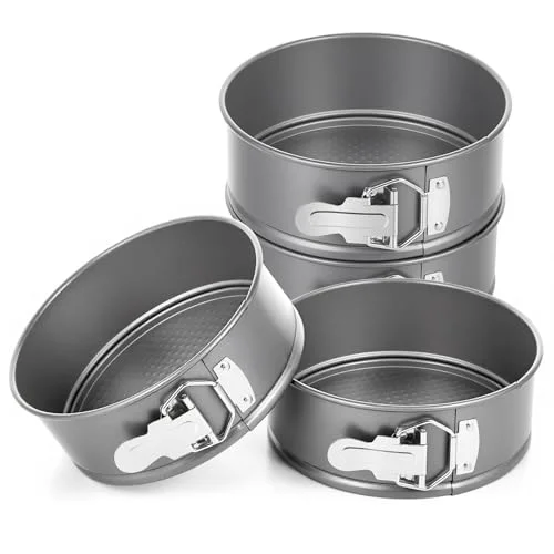 Dependable 4 Pcs 7 Inch Non Stick Springform Pan with Removable Bottom Carbon Steel Round Springform Cheesecake Pan with Stainless Steel Spring Buckles for Baking Kitchens Restaurant 4 Count Quality