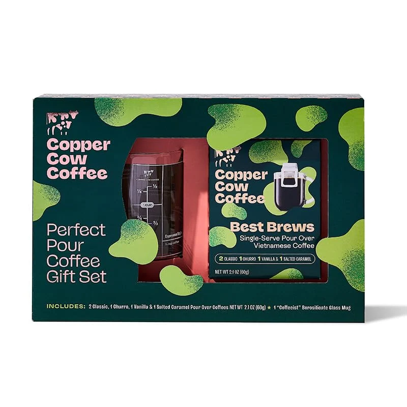 Environmentally Friendly with Glass Mug 5 Premium Vietnamese Pour Over Ground Coffees 2 Ounce Contemporary