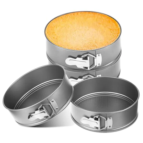 Elite 4 Pcs 8 Inch Non Stick Springform Pan with Removable Bottom Carbon Steel Round Springform Cheesecake Pan with Stainless Steel Spring Buckles for Baking Kitchens Restaurant 4 Count Efficient