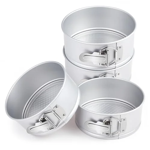 Sustainable 4 Pcs 6 Inch Non Stick Springform Pan with Removable Bottom Carbon Steel Round Springform Cheesecake Pan with Stainless Steel Spring Buckles for Baking Kitchens Restaurant 4 Count Practical