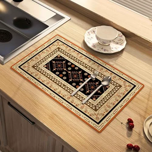 High-End Dish Drying Mat Absorbent Diatomite Moroccan Coffee Mat Detailed