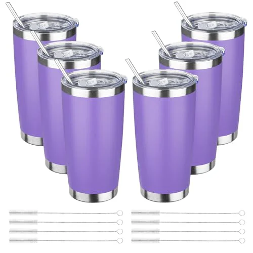 Easy-to-Use DIW 20oz Insulated Tumbler Bulk Travel Coffee Mug with Lid 6 Count Elegant