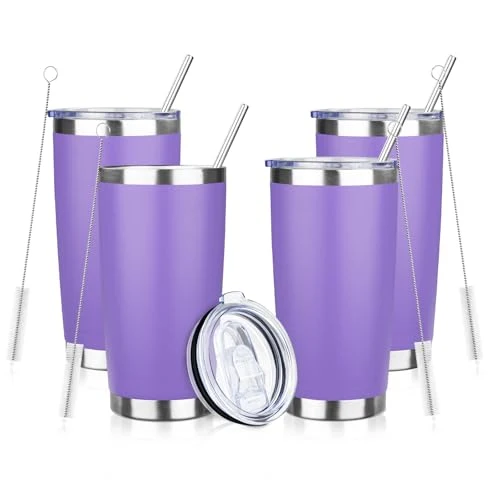 Certified DIW 20oz Insulated Tumbler Bulk Travel Coffee Mug with Lid 4 Count First-Class