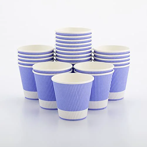 Refined Ripple Wall Coffee Cups 25 Count 8 Ounce Insulated Light Purple Paper Cups Stylish