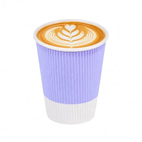 Classic Ripple Wall Coffee Cups 25 Count 12 Ounce Insulated Light Purple Paper Cups Fine
