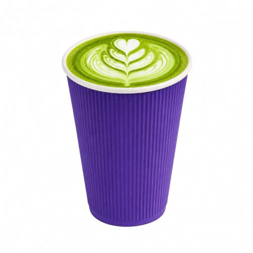 Soft Ripple Wall Coffee Cups 25 Count 16 Ounce Insulated Royal Purple Paper Cups User-Friendly