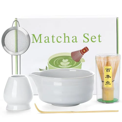 Casual White Matcha Whisk Set 17 Ounce Secure