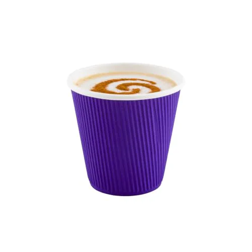 Optimized Ripple Wall Coffee Cups 25 Count 8 Ounce Insulated Royal Purple Paper Cups Exceptional