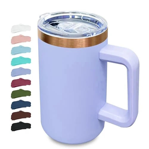 Flexible 22oz Insulated Coffee Mug Bulk with Handle and Lid Lilac Advanced