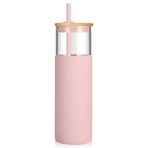 Elite 32 oz Glass Tumbler with Lids and Straws Optimized