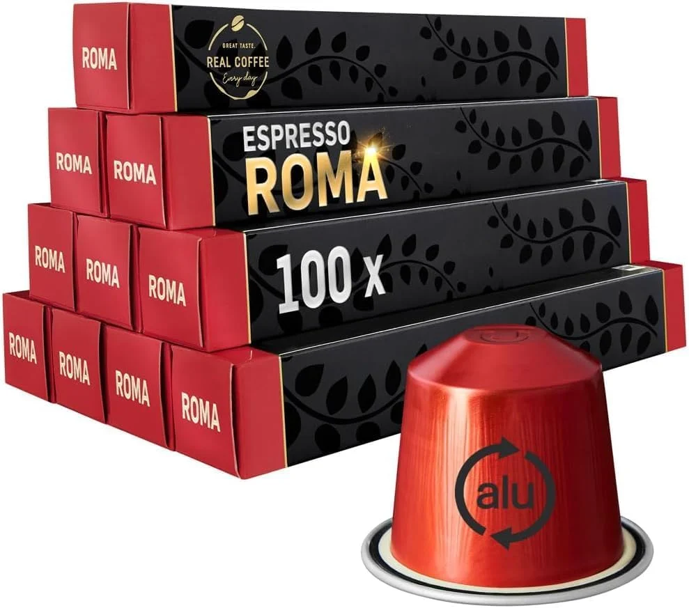 Exclusive Roma Strong Espresso Coffee Pods for Nespresso Line Machines 100 Count Versatile