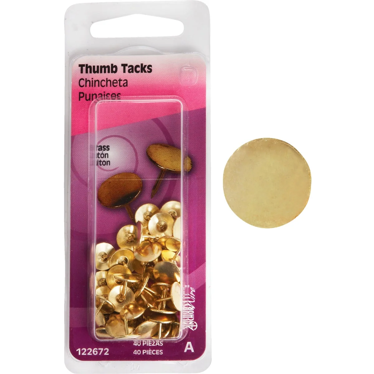 First-Class Hillman Anchor Wire Brass 23 64 In. x 15 64 In. Thumb Tack 40 Ct. Expertly Made