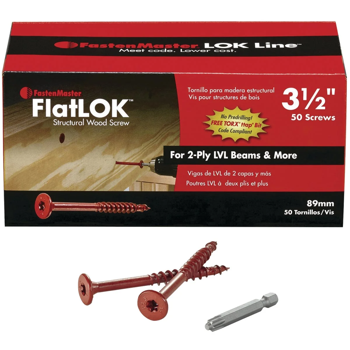 Secure FastenMaster FlatLok 3-1 2 In. Engineered Structural Wood Screw 50 Ct. Premium Material