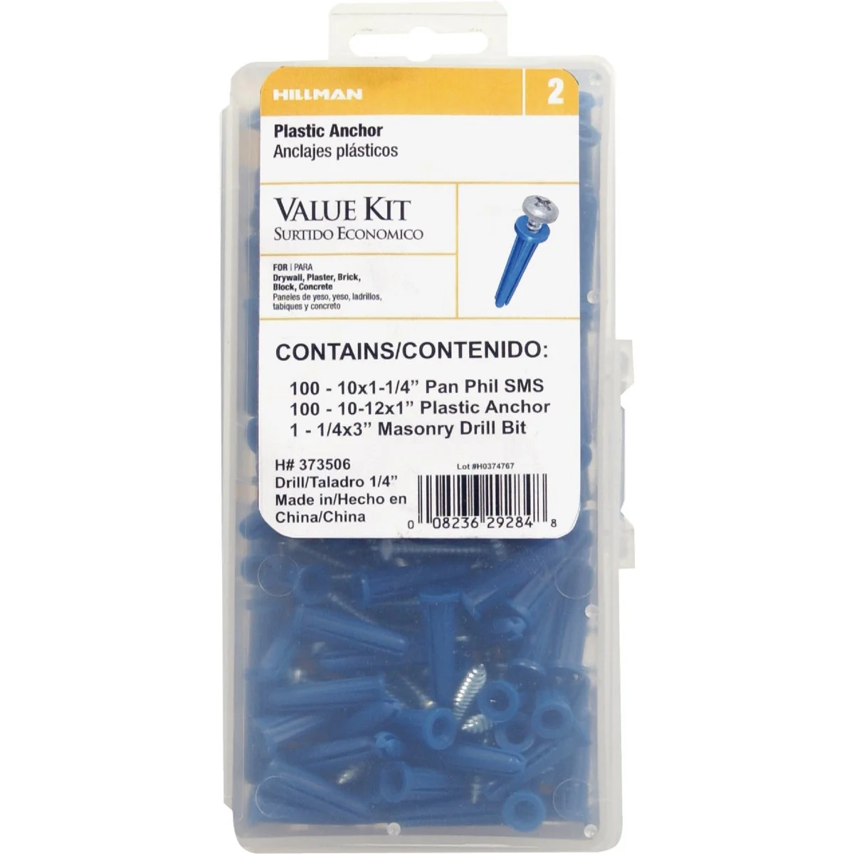 Authentic Hillman 10 – 12 Thread x 1 In. Blue Plastic Anchor Kit High-Performance
