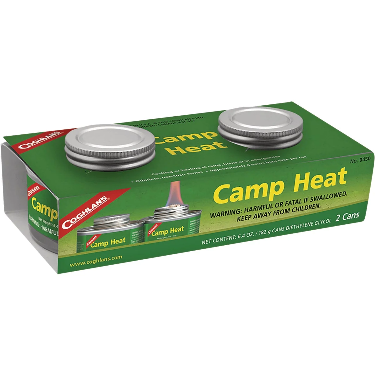Original Coghlans Camp Heat 6.4 Oz. Canned Cooking Fuel 2-Pack Original Design
