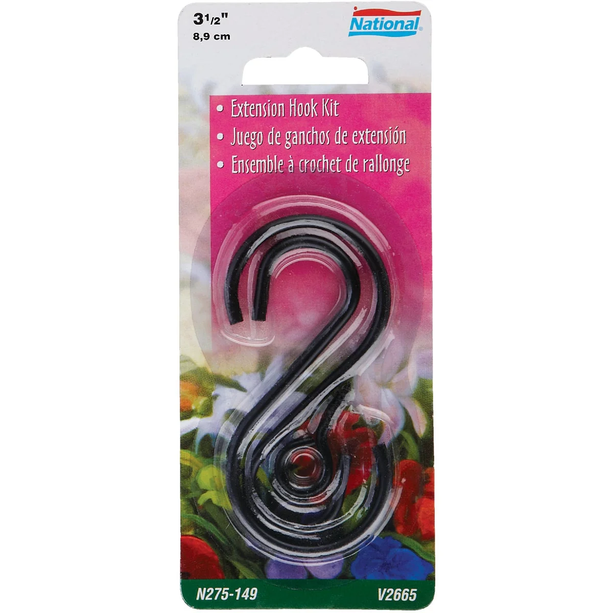 Eco-Friendly National Hardware 3-1 2 In. Black Steel Extension Hook Kit World-Class