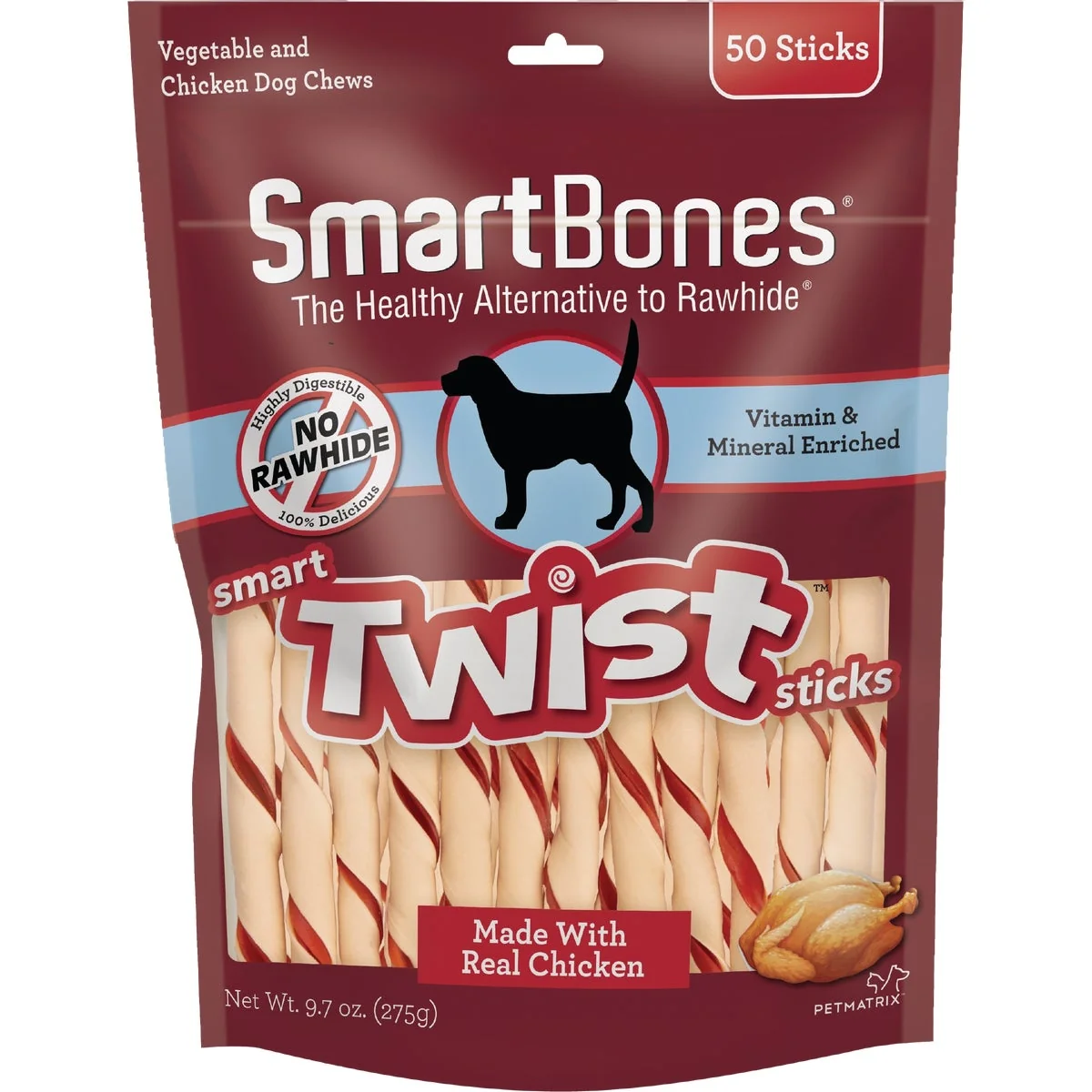 Authentic SmartBone Twist Sticks Chicken Dog Chew 50-Pack Premium