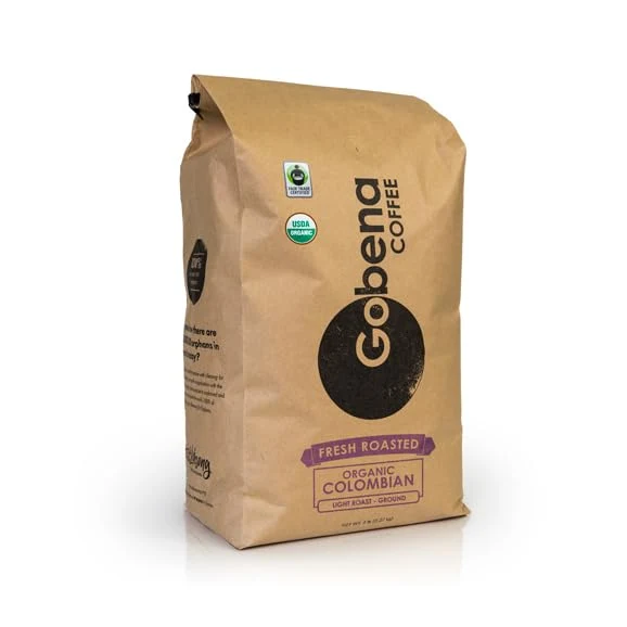 Exceptional Coffee 5lb Fair Trade Organic Colombian Ground Light Roast 80 Ounce Premium