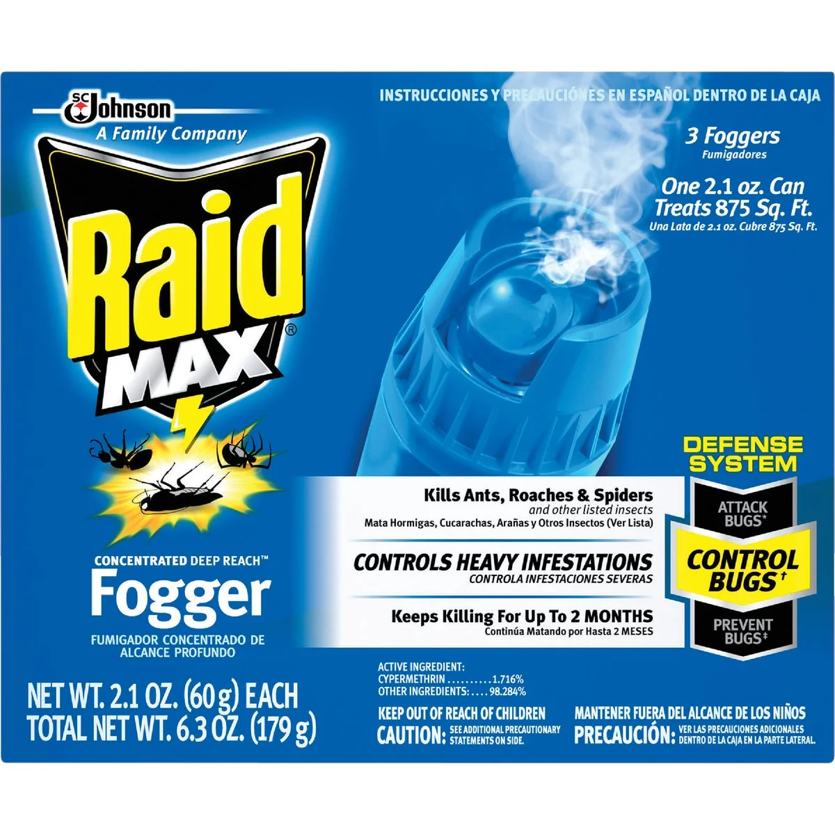 Classic Raid Max Concentrated Deep Reach 2.1 Oz. Indoor Insect Fogger 3-Pack Recyclable