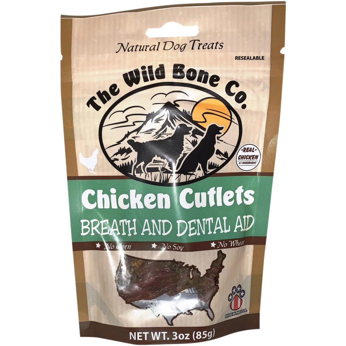 Sophisticated The Wild Bone Company Breath Dental Aid Chicken Cutlet Dog Treat 2.75 Oz. Trusted