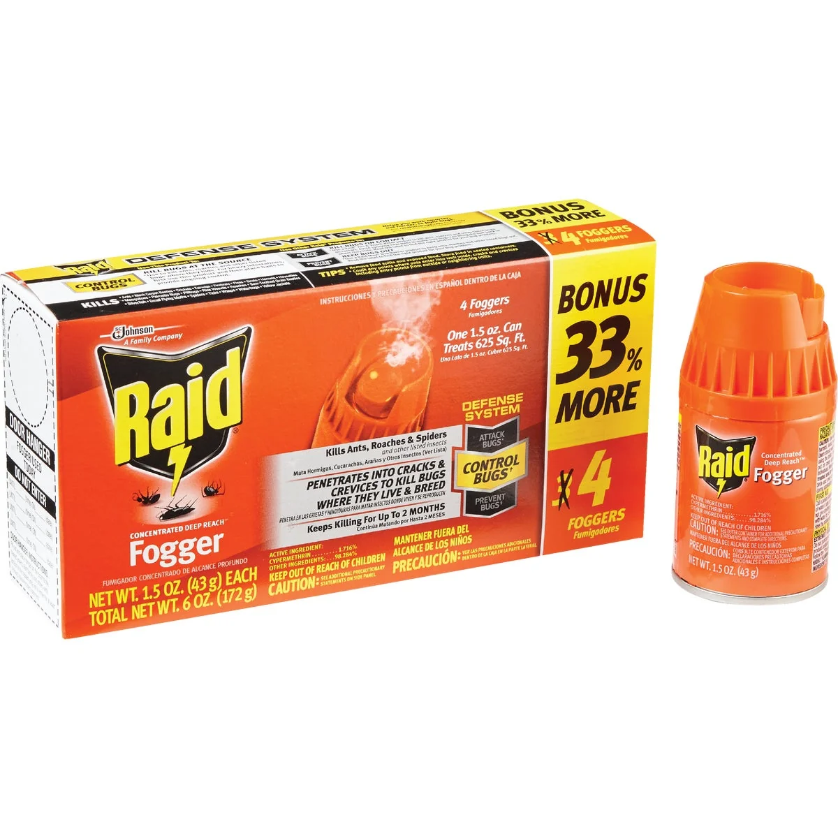 Expertly Made Raid Concentrated Deep Reach 1.5 Oz. Indoor Insect Fogger 4-Pack Smart