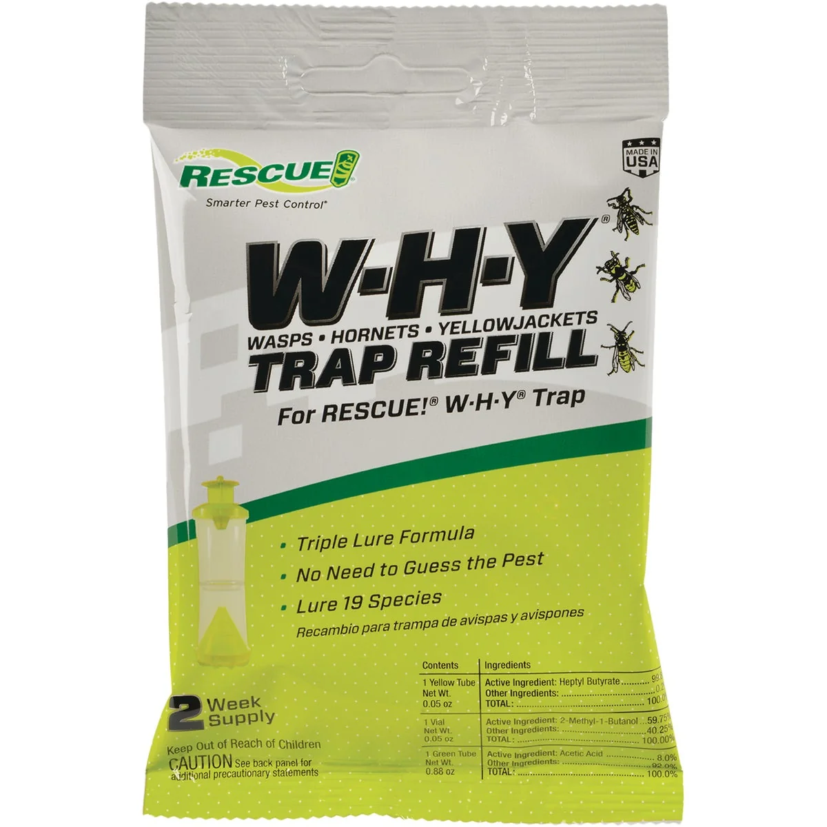 Verified Rescue WHY Liquid Outdoor Wasp Hornet Yellow Jacket Attractant Kit Detailed